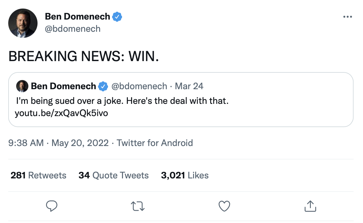 Mr. Domenech’s Twitter feed was pretty happy